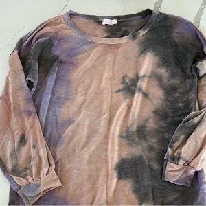 Pink Lily Tie-Dye Sweatshirt in Purple and Black